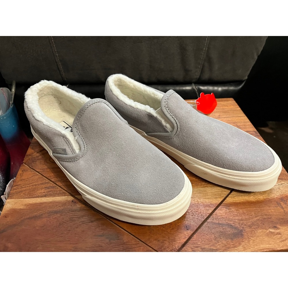 Vans Off The Wall Slip On Gray Suede Sherpa Lined Skate Shoes Womens  7.5 NWB - Picture 11 of 12